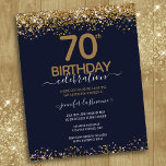 70th Birthday Party Budget Invitation<br><div class="desc">Elegant Faux gold glitter with shimmering confetti highlights on the top and bottom border. All text is adjustable and easy to change for your own party needs. Great elegant 70th birthday template design.</div>