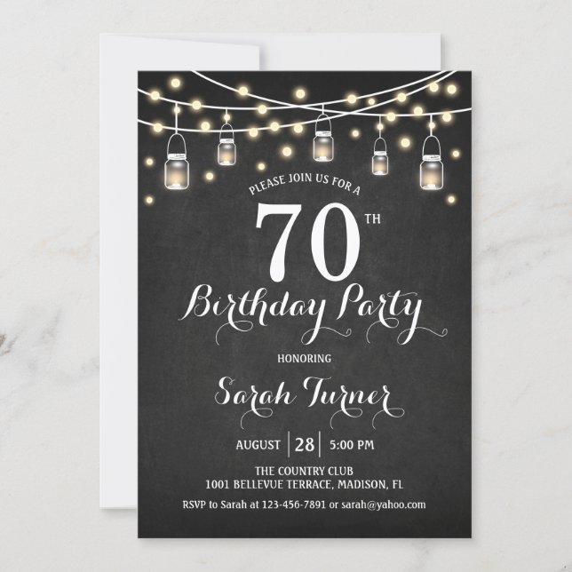 70th Birthday Party - Chalkboard Invitation (Front)