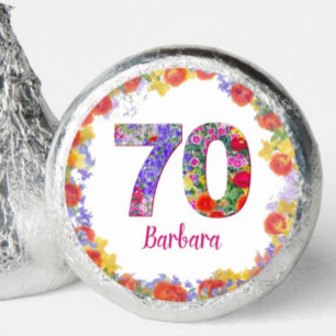 70th Birthday Party Chocolates Floral Elegant Hershey®'s Kisses®