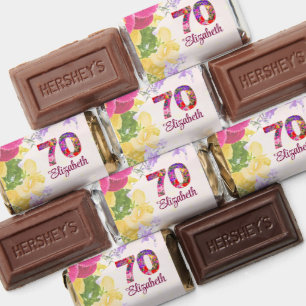 70th Birthday Party Chocolates Floral Pink Hershey's Miniatures