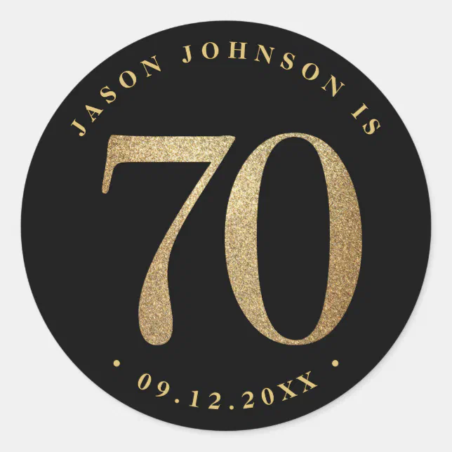 70th Birthday Party Classic Round Sticker | Zazzle