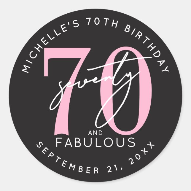 70th Birthday Party Classic Round Sticker (Front)