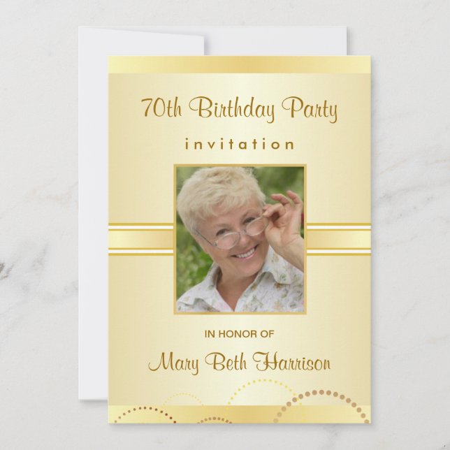 70th Birthday Party - Custom Photo Invitations (Front)