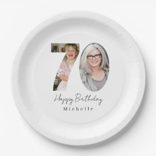 70th Birthday Party Custom Photo Paper Plates