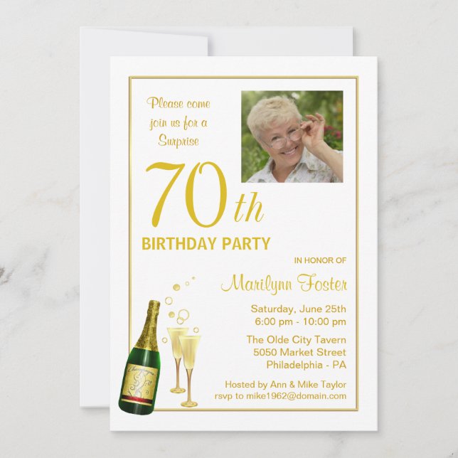 70th Birthday Party - Customized Photo Invitations (Front)