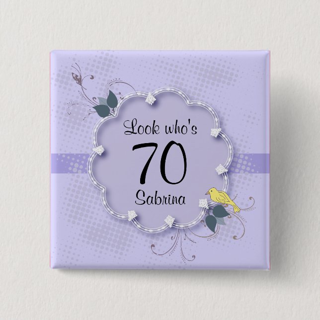 70th Birthday Party | DIY Text Button (Front)