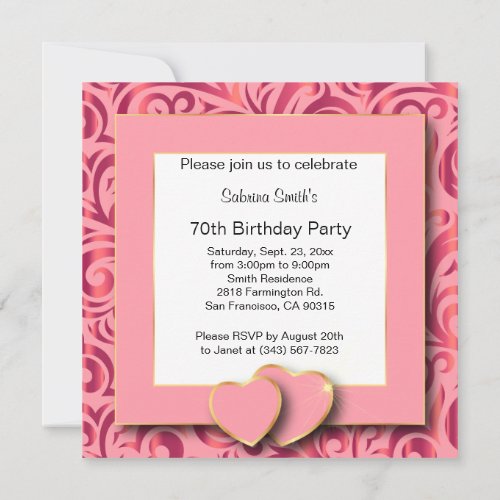70th Birthday Party  DIY Text Invitation