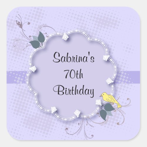 70th Birthday Party  DIY Text Square Sticker