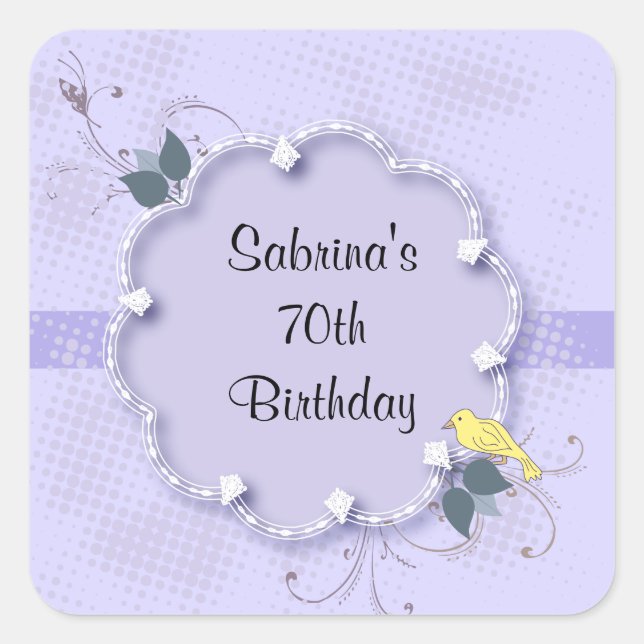 70th Birthday Party | DIY Text Square Sticker (Front)