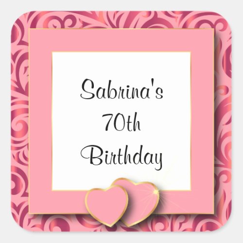 70th Birthday Party  DIY Text Square Sticker
