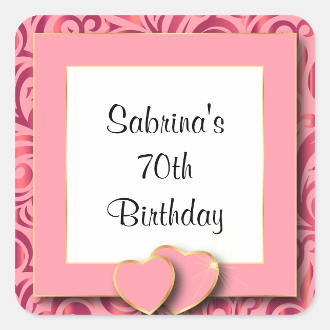 70th Birthday Party | DIY Text Square Sticker (Front)