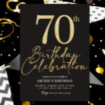 70th Birthday Party Elegant Black & Gold Glitter Invitation<br><div class="desc">70th Birthday Party Elegant Black & Gold Glitter Invitation

Use this simple and modern invitation template! Just edit text ,  download it or print it!</div>