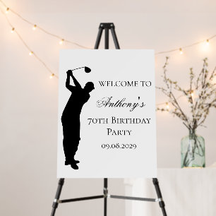 70th Birthday Party Elegant Golfer Welcome Foam Board