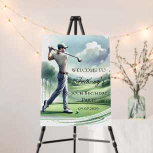 70th Birthday Party Elegant Golfer Welcome Foam Board