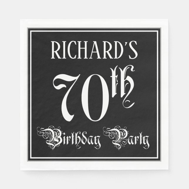 70th Birthday Party — Fancy Script + Custom Name Napkins (Front)