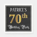 [ Thumbnail: 70th Birthday Party — Fancy Script, Faux Gold Look Napkins ]