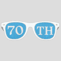 70th Birthday Party Favor Cool Blue White Retro Sunglasses