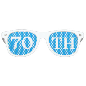 70th Birthday Party Favor Cool Blue White Retro Sunglasses