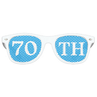 70th Birthday Party Favor Cool Blue White Retro Sunglasses