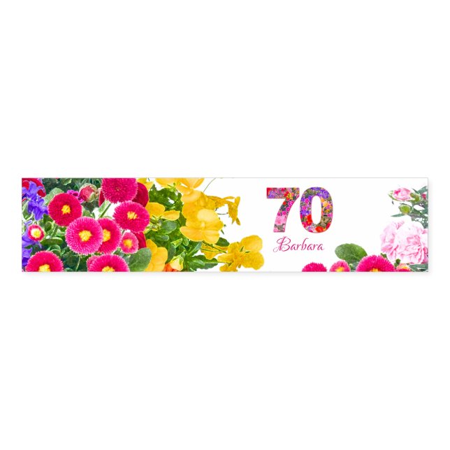 70th birthday party floral bouquet napkin bands (Unfolded)
