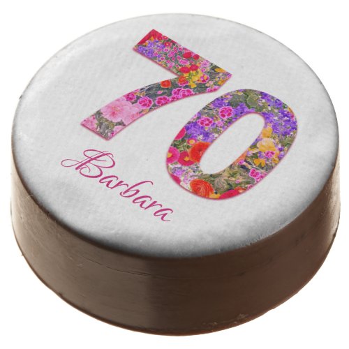 70th birthday party floral chocolate covered Oreos