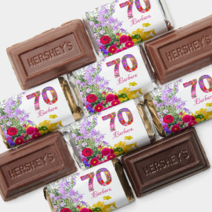 70th birthday party floral flower bouquet  hershey's miniatures