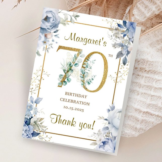 70th Birthday Party Folded Thank You Cards (Creator Uploaded)