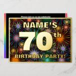 [ Thumbnail: 70th Birthday Party — Fun, Colorful Fireworks Look Invitation ]