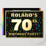 [ Thumbnail: 70th Birthday Party — Fun, Colorful Music Symbols Invitation ]