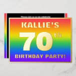 [ Thumbnail: 70th Birthday Party: Fun, Colorful Rainbow Pattern Invitation ]