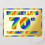 [ Thumbnail: 70th Birthday Party — Fun, Rainbow Spectrum “70” Invitation ]