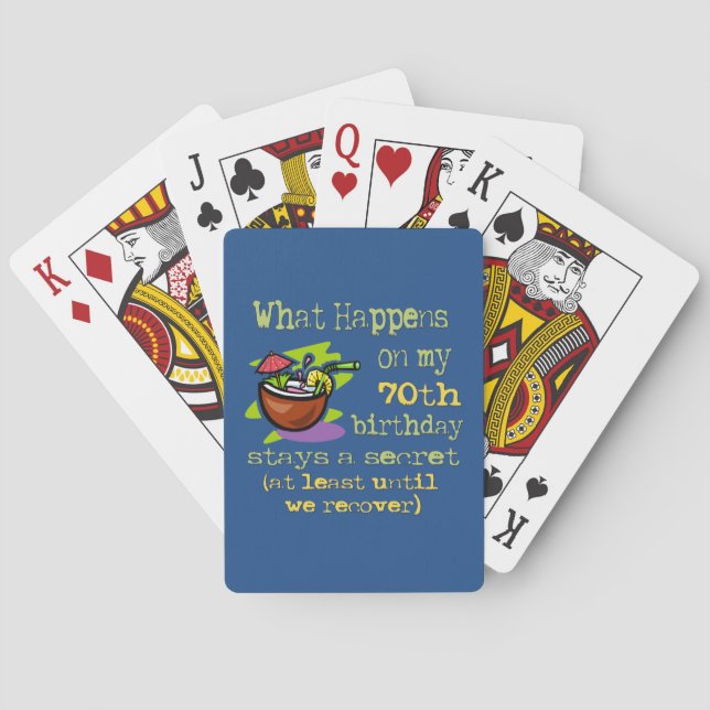 70th Birthday Party Gifts. What happens on my 70th Poker Cards (Back)