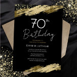 70th Birthday Party Gold Black Invitation<br><div class="desc">Elegant Faux gold foil paint splatters design. All text is adjustable and easy to change for your own party needs. Great elegant 70th birthday template design.</div>