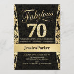 70th Birthday Party - Gold Black Invitation<br><div class="desc">70th Birthday Party Invitation in black and gold.
Elegant invite card with faux glitter gold and diamonds. Features damask pattern and script font. Fabulous at seventy! Classic design perfect for an stylish party. Please message me if you need a custom age.</div>