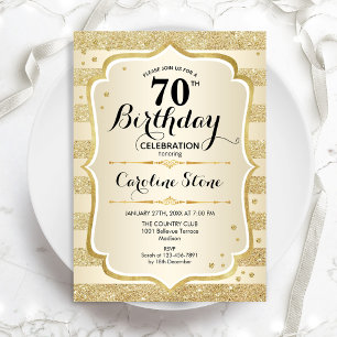 70th Birthday Party - Gold Invitation