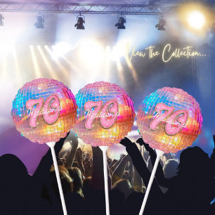 70th Birthday Party Gold Pink Glitter Disco Ball Balloon