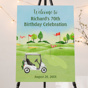 70th Birthday Party Golf Guy Photo Welcome   Foam Board