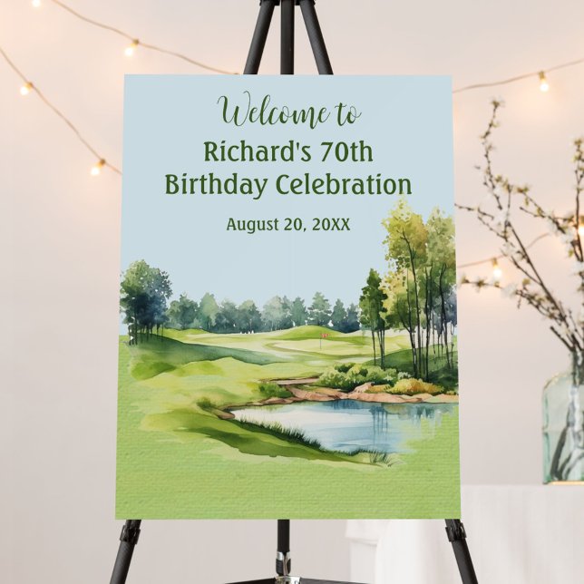 70th Birthday Party Golf Men's Welcome   Foam Board (Creator Uploaded)