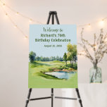 70th Birthday Party Golf Men's Welcome   Foam Board<br><div class="desc">This scenic watercolor 70th Birthday Party Welcome foam board features a Golf theme and it's perfect for a Golfer. Watercolor with a touch of photographed actual grass added in. Much to personalize to make appropriate for your own event and easily changed for any year. Any design questions, just send a...</div>