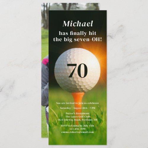 70th Birthday Party Golf Seventy Photo QR Code Invitation