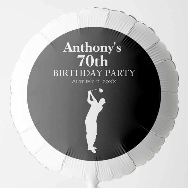 70th Birthday Party Golfer Black Par Seventieth  Balloon (Front)