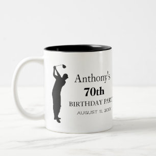 70th Birthday Party Golfer Black Par Seventieth Two-Tone Coffee Mug