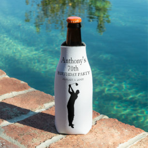 70th Birthday Party Golfer Elegant Par Seventieth  Bottle Cooler