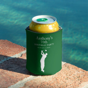 70th Birthday Party Golfer Elegant Par Seventieth  Can Cooler
