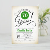 70th Birthday Party - Green Black White Invitation (Standing Front)
