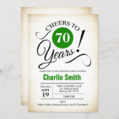 70th Birthday Party - Green Black White Invitation (Front/Back)