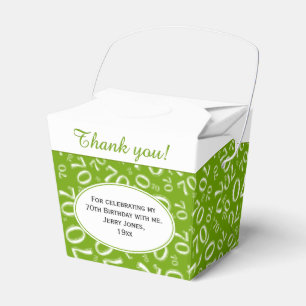 70th Birthday Party Green/White Number Pattern Favor Boxes