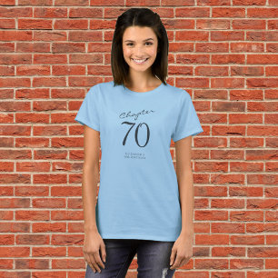 70th Birthday Party Grey Script Blue T-Shirt