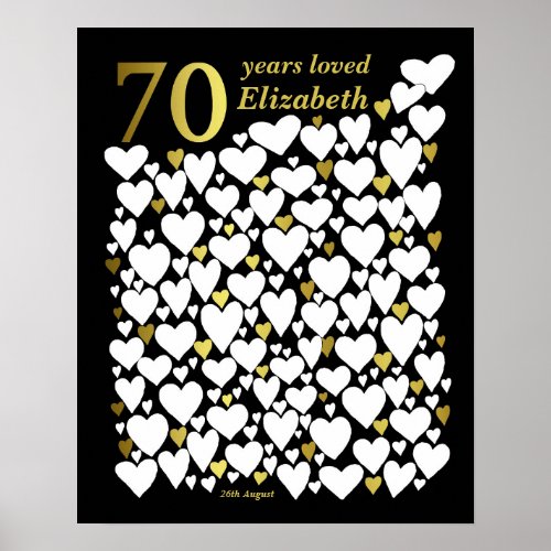 70th Birthday Party Guest Book Gift Poster