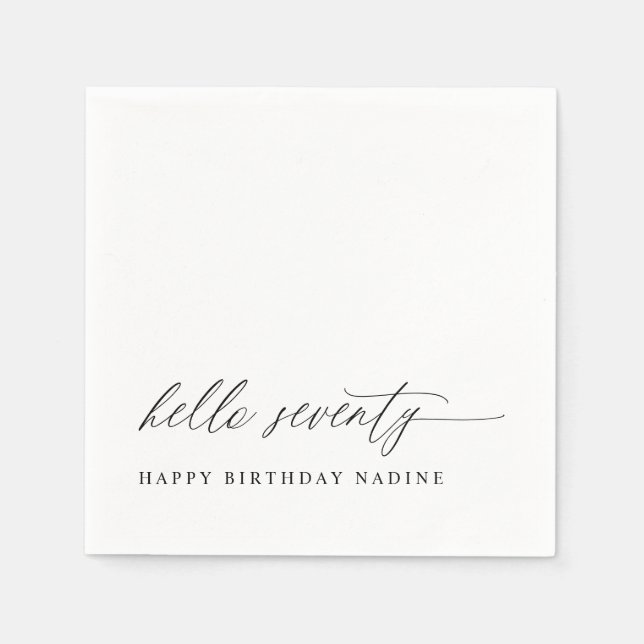 70th Birthday Party Hello 70 Modern Milestone Napkins (Front)